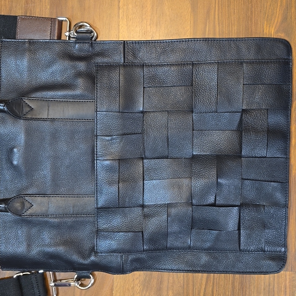 ZARA Black Leather Unisex Tote Messenger Bag - Picture 2 of 14